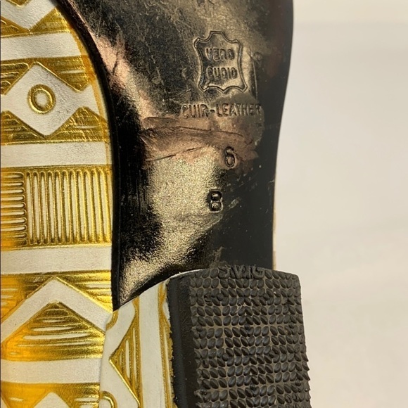 Bruno Magli Sz 6 Flat Gold White Leather Flats - Picture 11 of 11